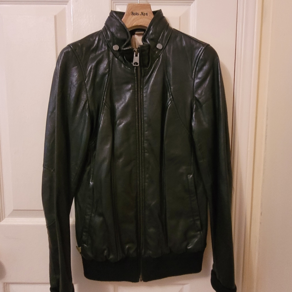 Soia & Kyo Black Genuine Leather Bomber Jacket
